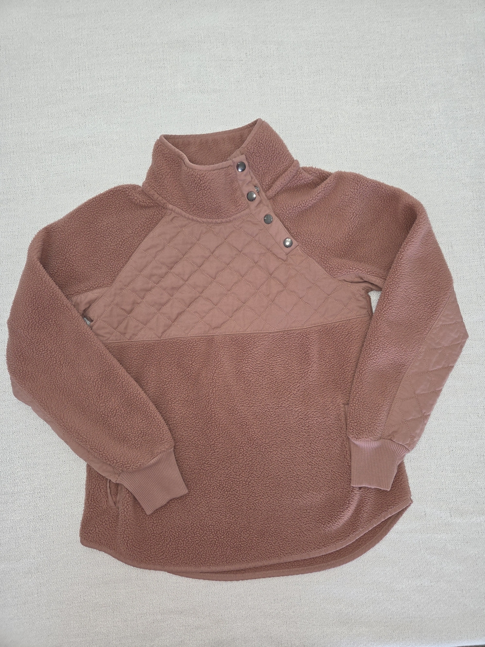Abercrombie & Fitch Quilted Fleece Pullover - Dusty Rose